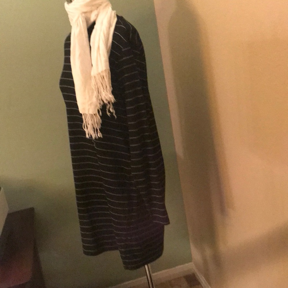 Black dress with white horizontal stripes